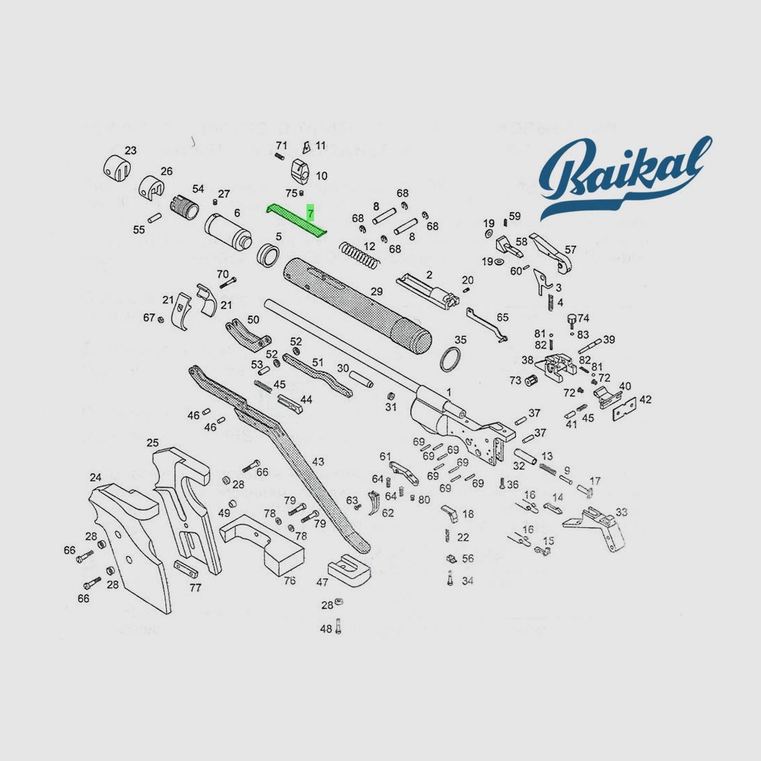 Schieberegler (Slide bar) fĂĽr Match-Luftpistole Baikal MP-46M