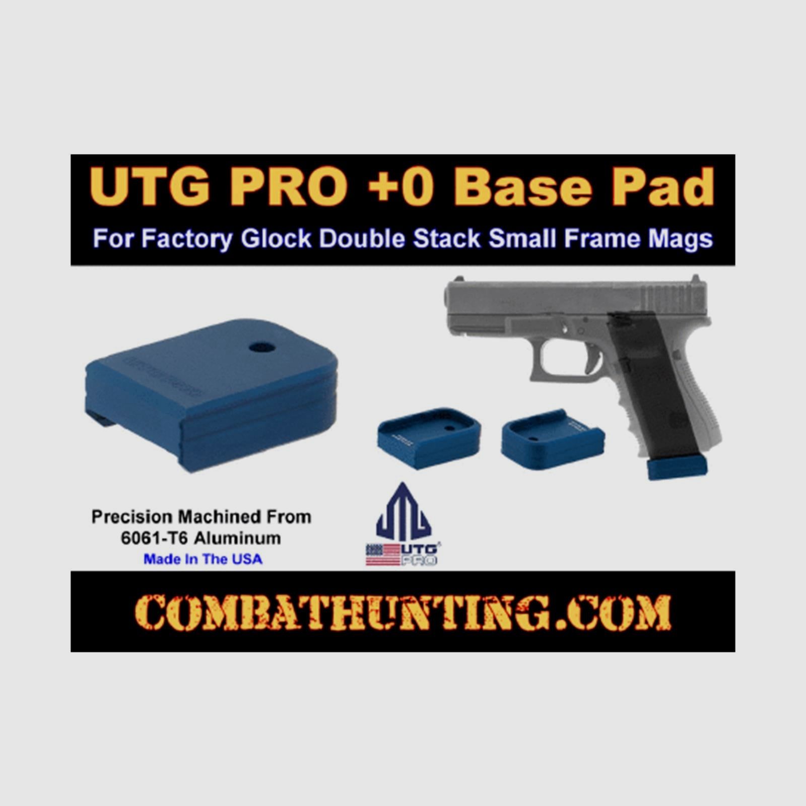 UTG PRO +0 Base Pad, Glock Small Frame 9mm/.40, Black oder Blue Aluminum