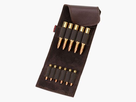 AKAH cartridge case buffalo leather 5 large/6 small bullet cartridges