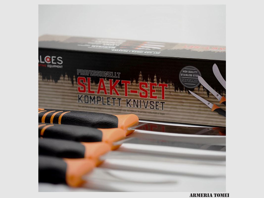 ALCES – HUNTING EQUIPMENT – SET OF 4 BUTCHER KNIVES, image 2 of 2