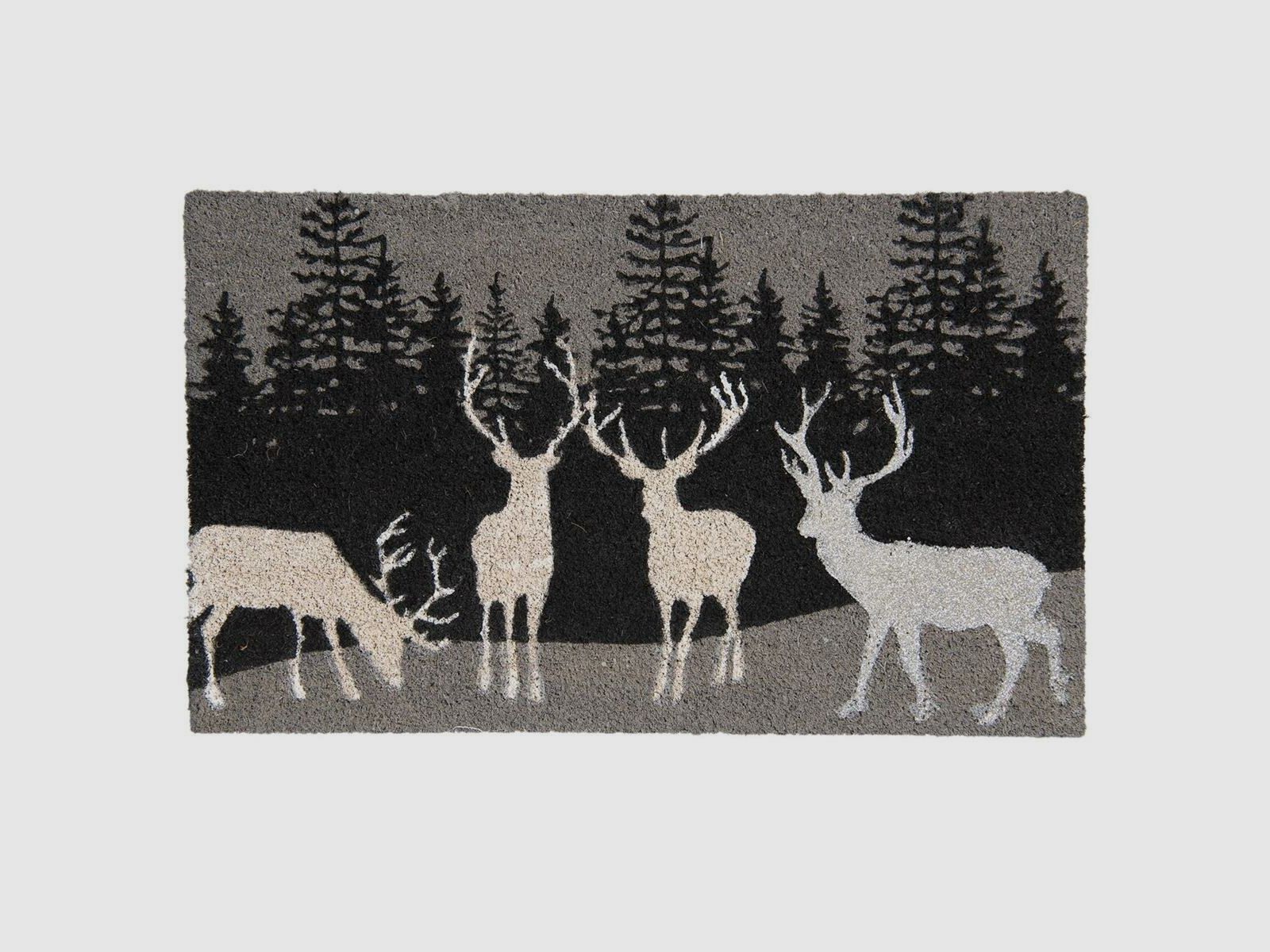 Tapis de sol Lovergreen Outdoor Motif noix de coco / PVC avec des cerfs noirs et blancs