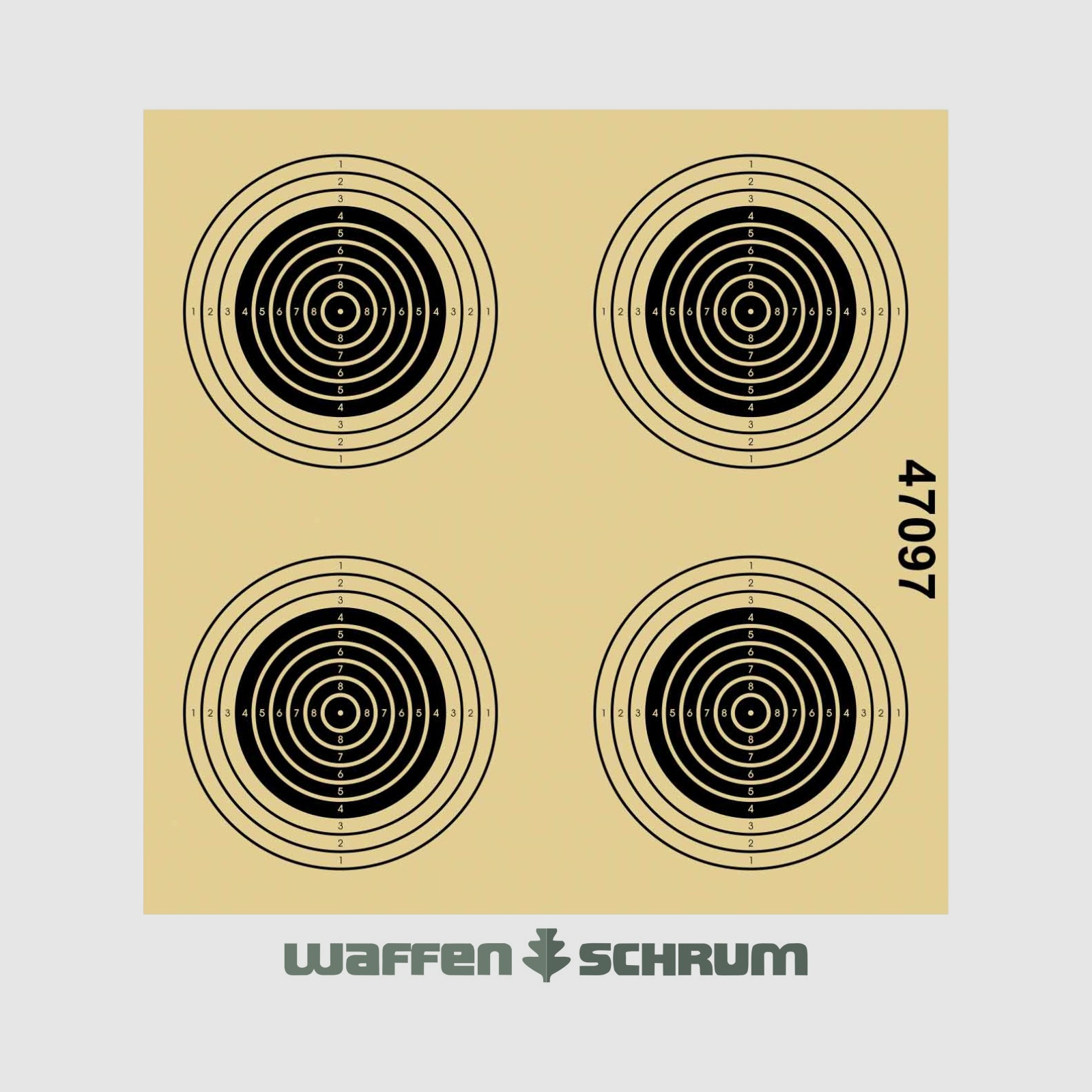Braun Network Trainingsscheiben für Luftgewehr 4 Spiegel mit allen Ringen, nummeriert Format: 12x12cm