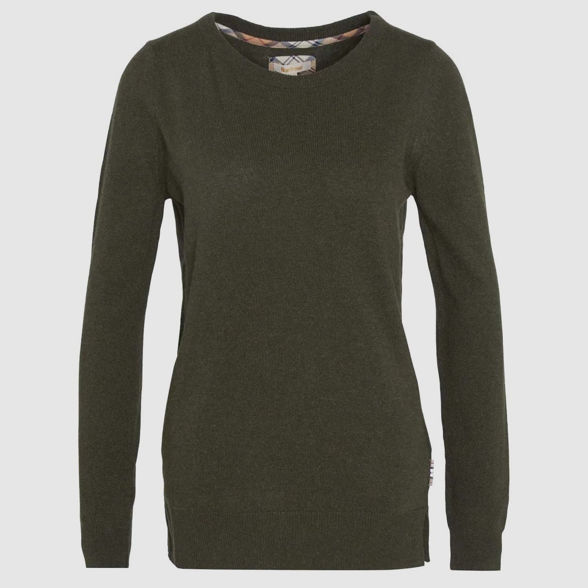 Barbour Pullover Pendle Crew Jumper Olive/ Hessian Tartan