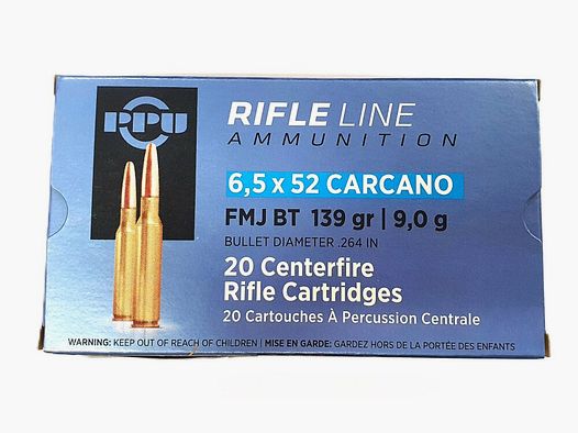 PPU Prvi Partizan 6,5x52 Carcano Vollmantel Boattail 9g / 139grs