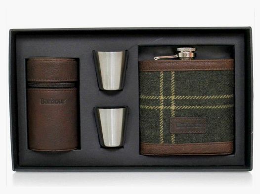Barbour Geschenkset: Flachmann mit Bechern