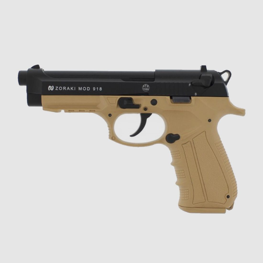 Zoraki 918-P schreckschusspistool Desert 9mm PAK plaatspatronen set