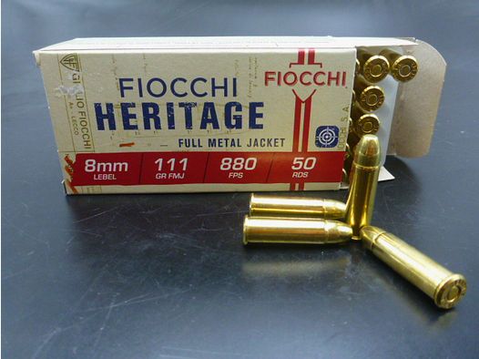 Munizione Fiocchi « HERITAGE » cal. 8 mm revolver 1892 111 gr FMJ