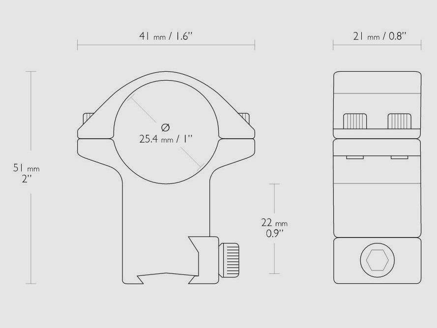 HAWKE 22102 25,4mm Ringmontage Hoch für 9-11mm Schiene Zielfernrohr Halterung