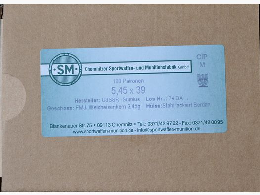 5.45 x 39 M74 Surplus USSR 3.45 g FMJ – 100 rounds of rifle cartridges