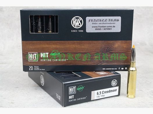 RWS HIT 6,5 Creedmoor 120gr. 7,8g 20 pièces Prix de palette