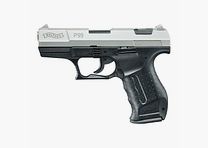 Walther P99 Bicolor 9 mm P.A.K., suwak z wykończeniem niklowym