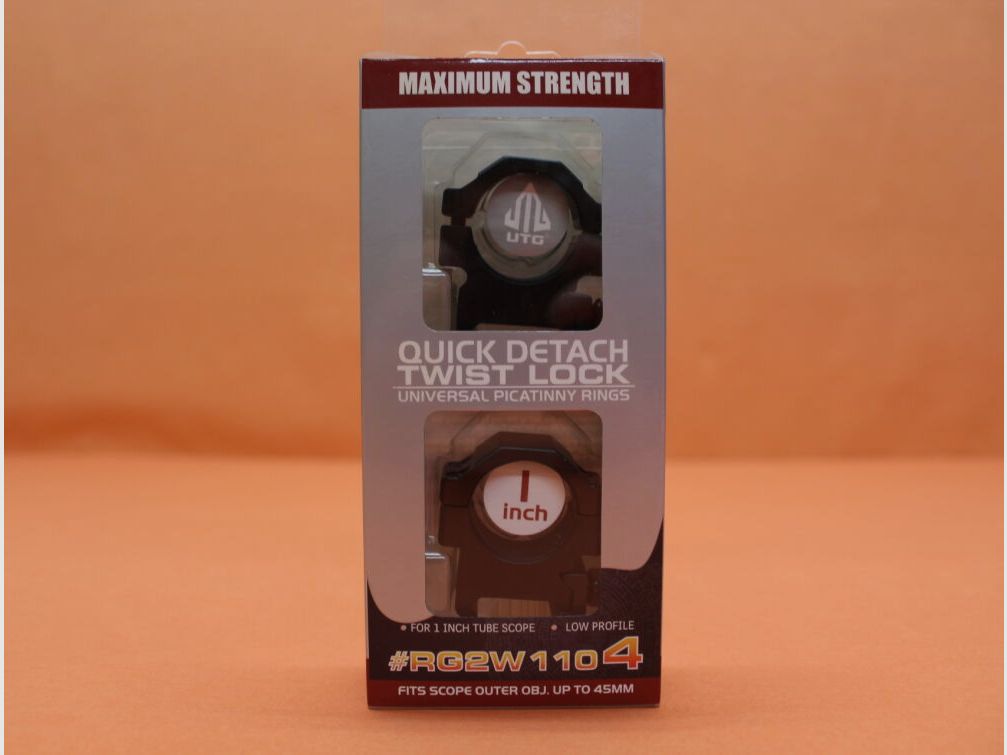 UTG - Leapers UTG QD anneaux de montage 1" bas (RG2W1104) verrouillage à vis en aluminium noir pour profil Picatinny BH=10mm