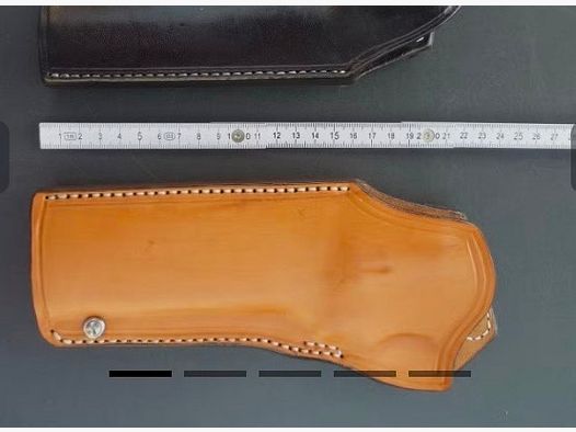 HKDesign Holster Art. Nr. 005d, quick-draw holster with Teflon corn rail and adjustment screw for: S&W 686 6" with Appel barrel weight - for left-handed users