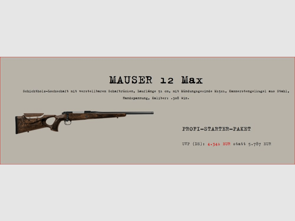 Mauser M12 Max; Profi-Starter-Paket M12 Max; Minox RS6 2,2-14x50; Schalldämpfer