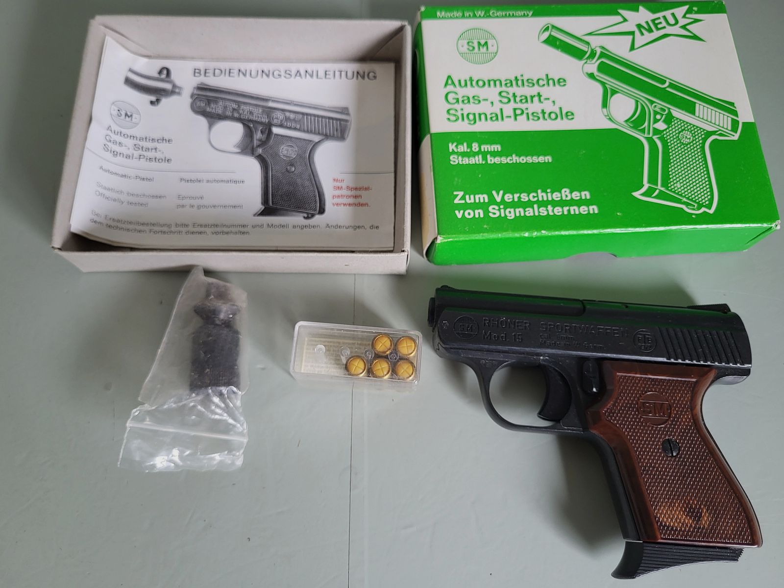 Pistola - Rhöner Mod. 15 arma deportiva - W. Alemania 1983 año - Completo