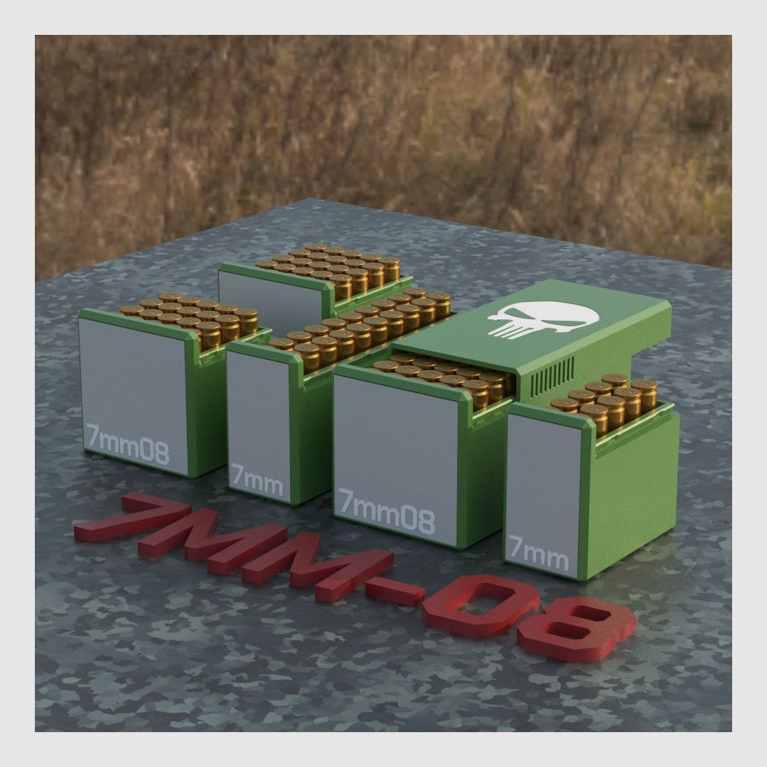 Filamelt Munitionsbox / Ammo Box 7mm-08 REM – Patronenbox für 50 Schuss, Made in Germany