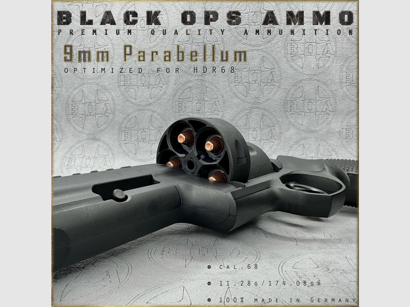 10x + 2 9mm Parabellum BLACK OPS AMMO HDR 68 TR cal.68 Munition T4E Umarex HDR68 TR68