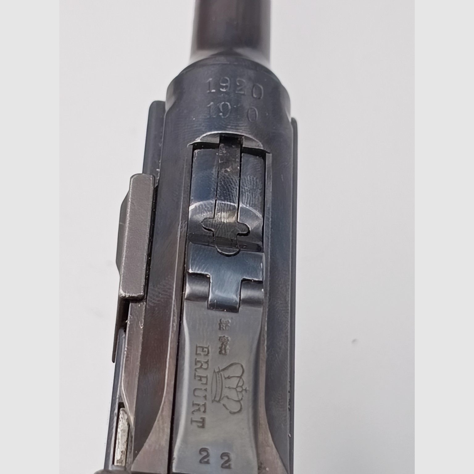 Luger 08 / P.08 avec canon long – Erfurt – poinçonné 1920