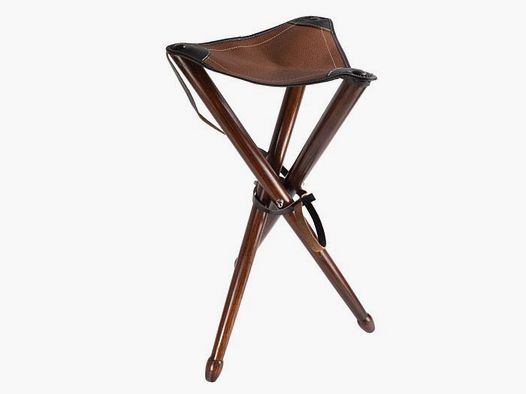 Siège trépied Januel pied bois et cuir bicolore - 65 cm