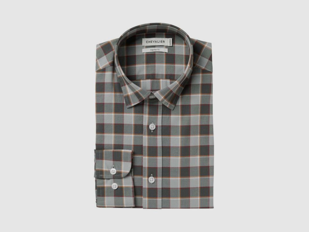 Chevalier Herrenhemd Belmont Grey Melange Checked