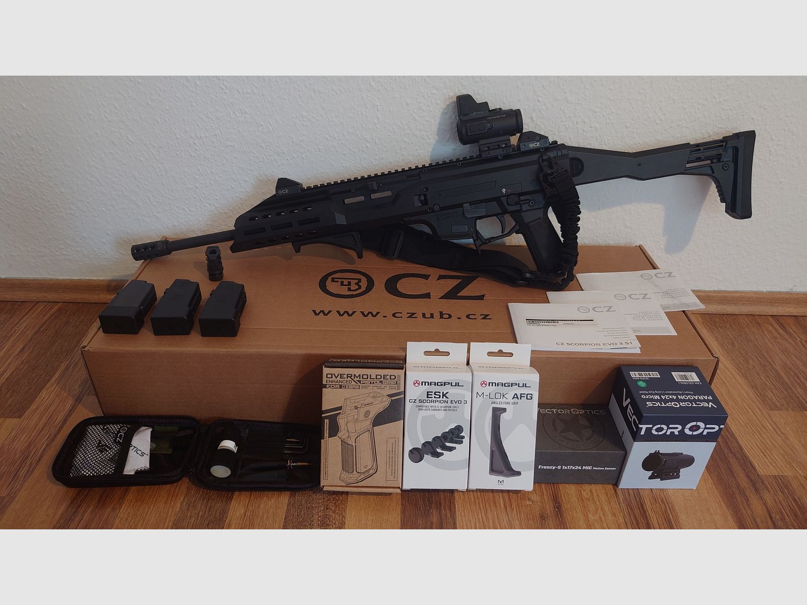 SLB CZ Scorpion EVO3 S1 Carbine (PCC), caliber 9x19 (9mm Luger), sportingly approved