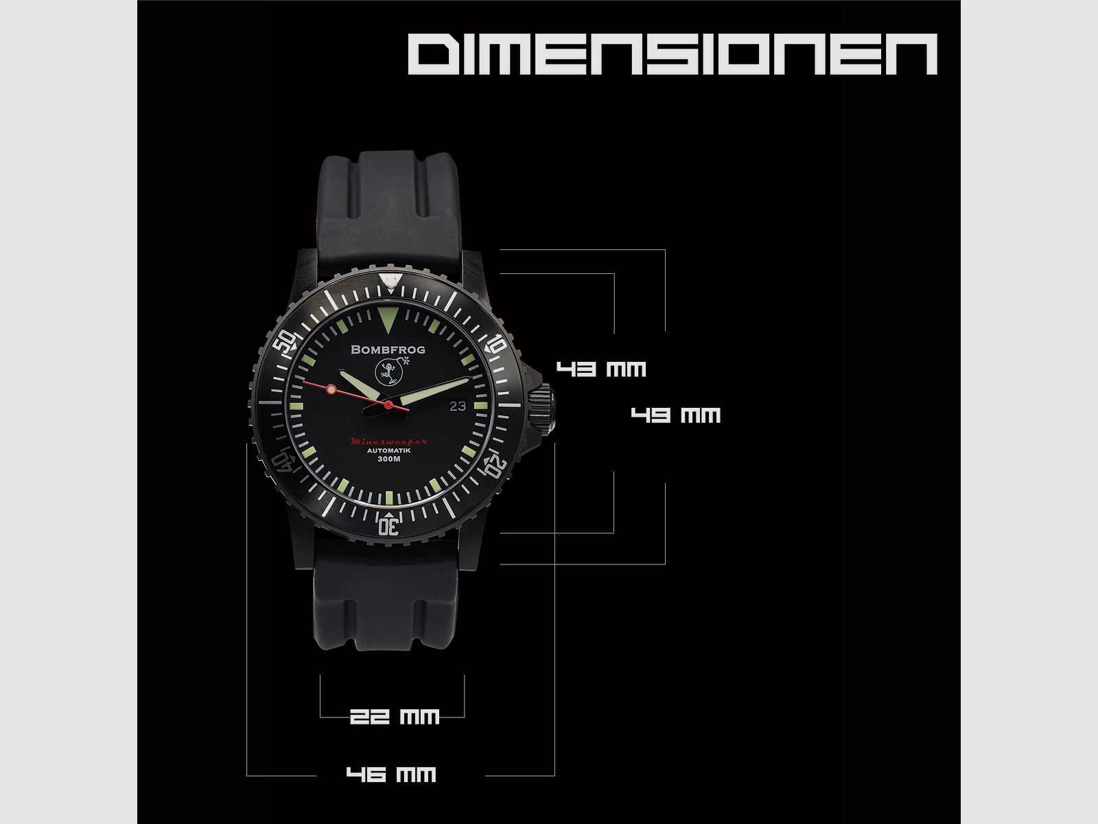 BOMBFROG Minesweeper Zwart Neopreen Armband, afbeelding 6 van 6