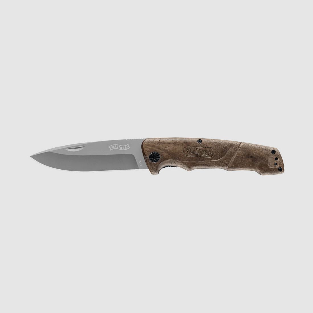 Cuchillo de bolsillo BWK7 Blue Wood Knife de acero 440C con funda de cuero