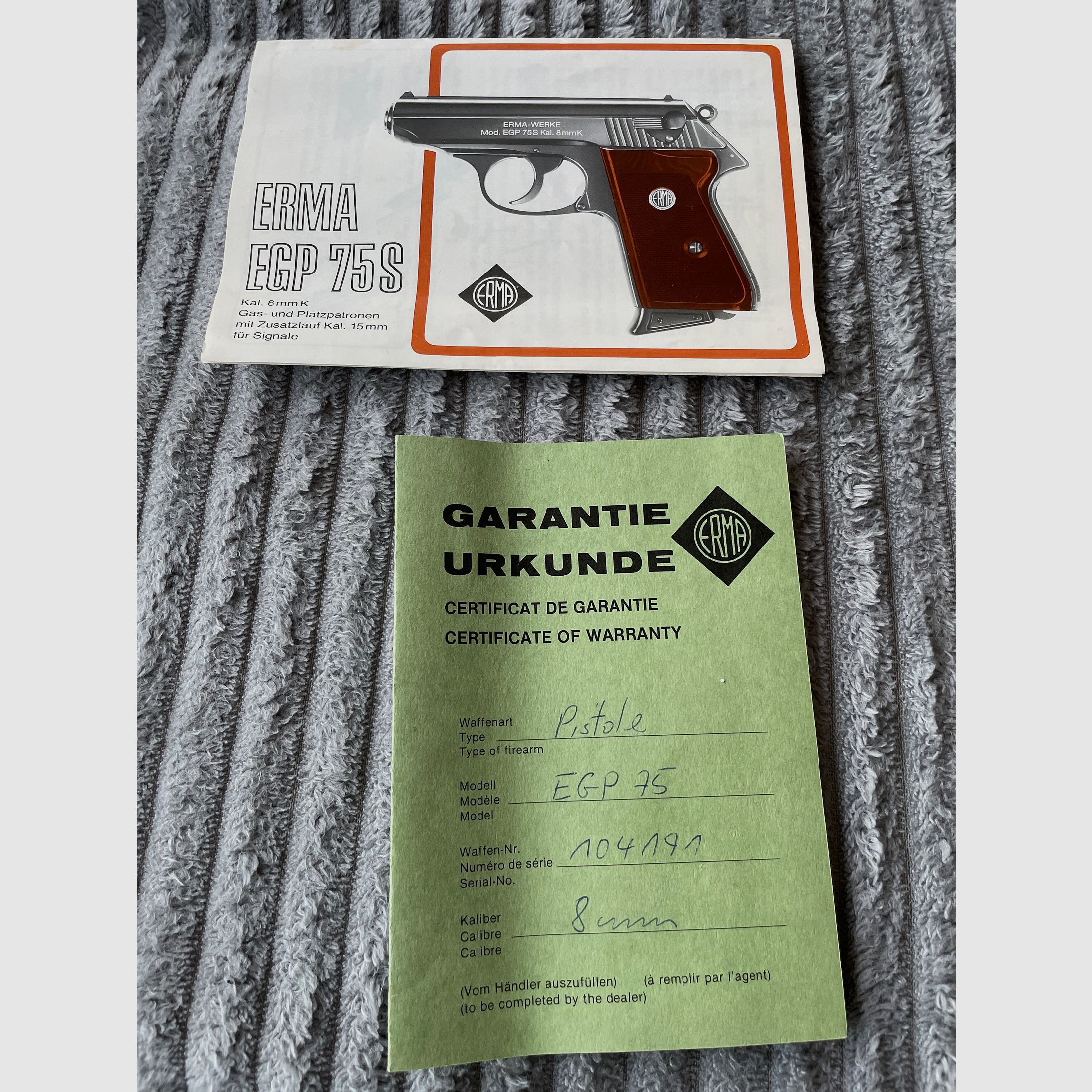 ERMA EGP 75S Kal.8mmK Originele verpakking Ideaal voor verzamelaars Topstaat