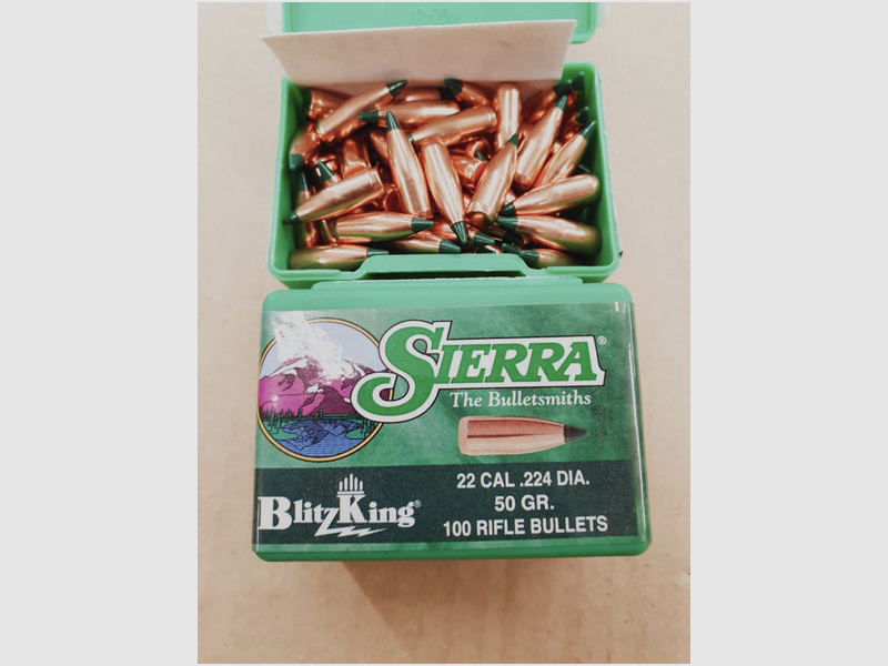 .22/.224/50 grs #1450# Sierra Blitz King Geschosse 100 stk