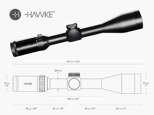 HAWKE Zielfernrohr VANTAGE 3-12x44 SF, 1 Zoll Tubus, Absehen HALF Mil Dot