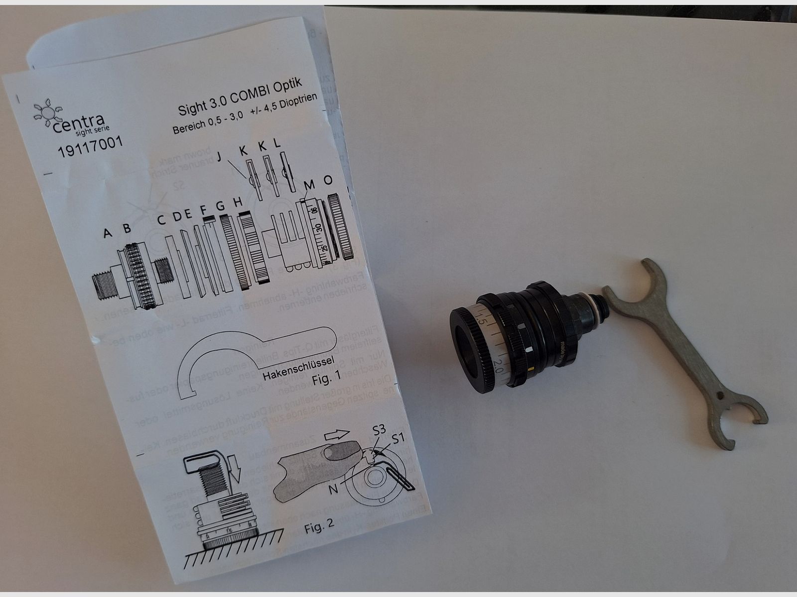 Centra Sight 3,0 Irisblende mit 5 Farbfilter + Dioptrien Ausgleich - 1,5 Fache Vergrößerung - Für Diopter Luftgewehr oder Kleinkaliber.