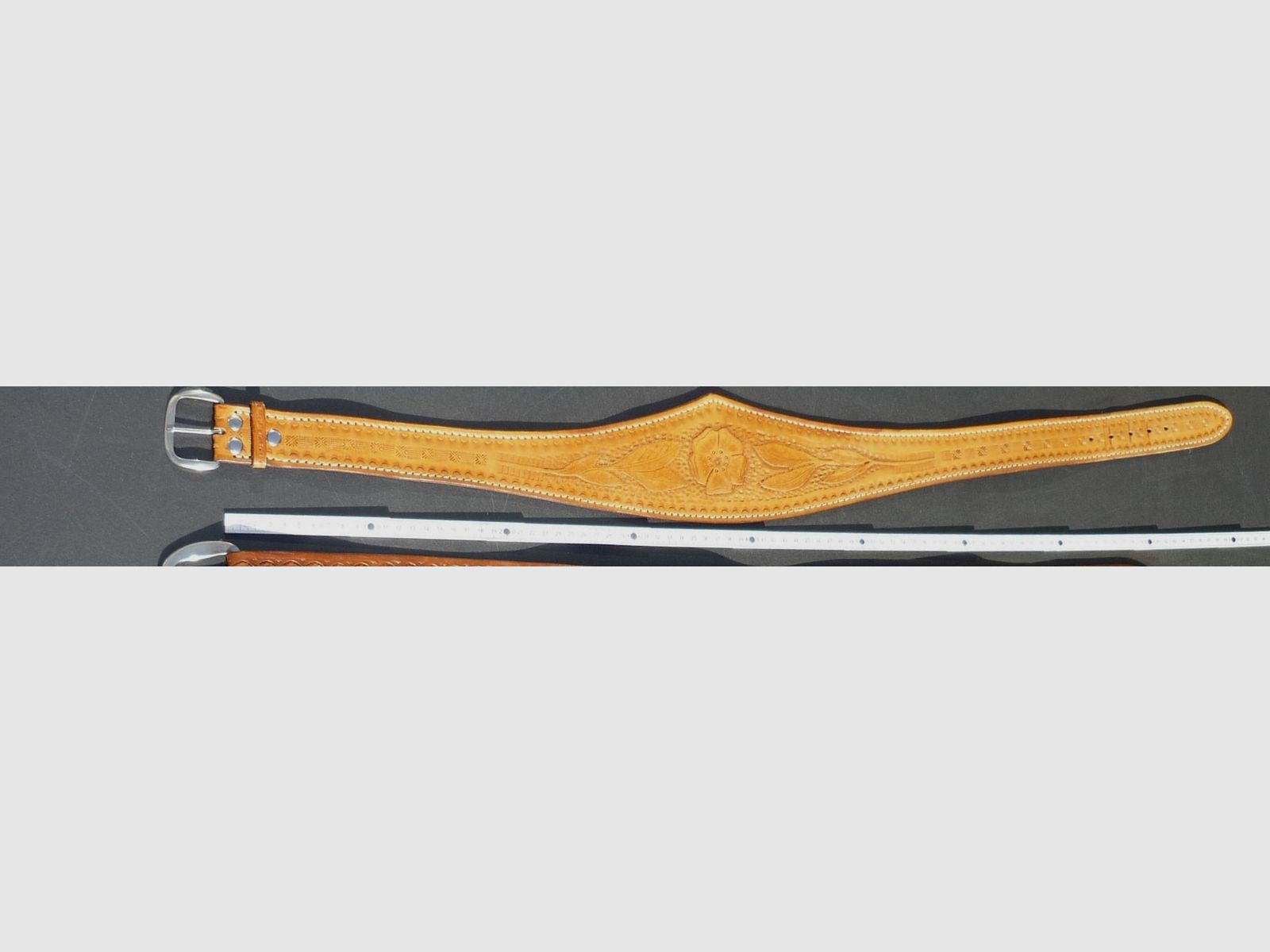 HKDesign Art. Nr.010 Belt - Women's belt, Western look, fully punched with floral pattern, total length 91 cm, image 2 of 5