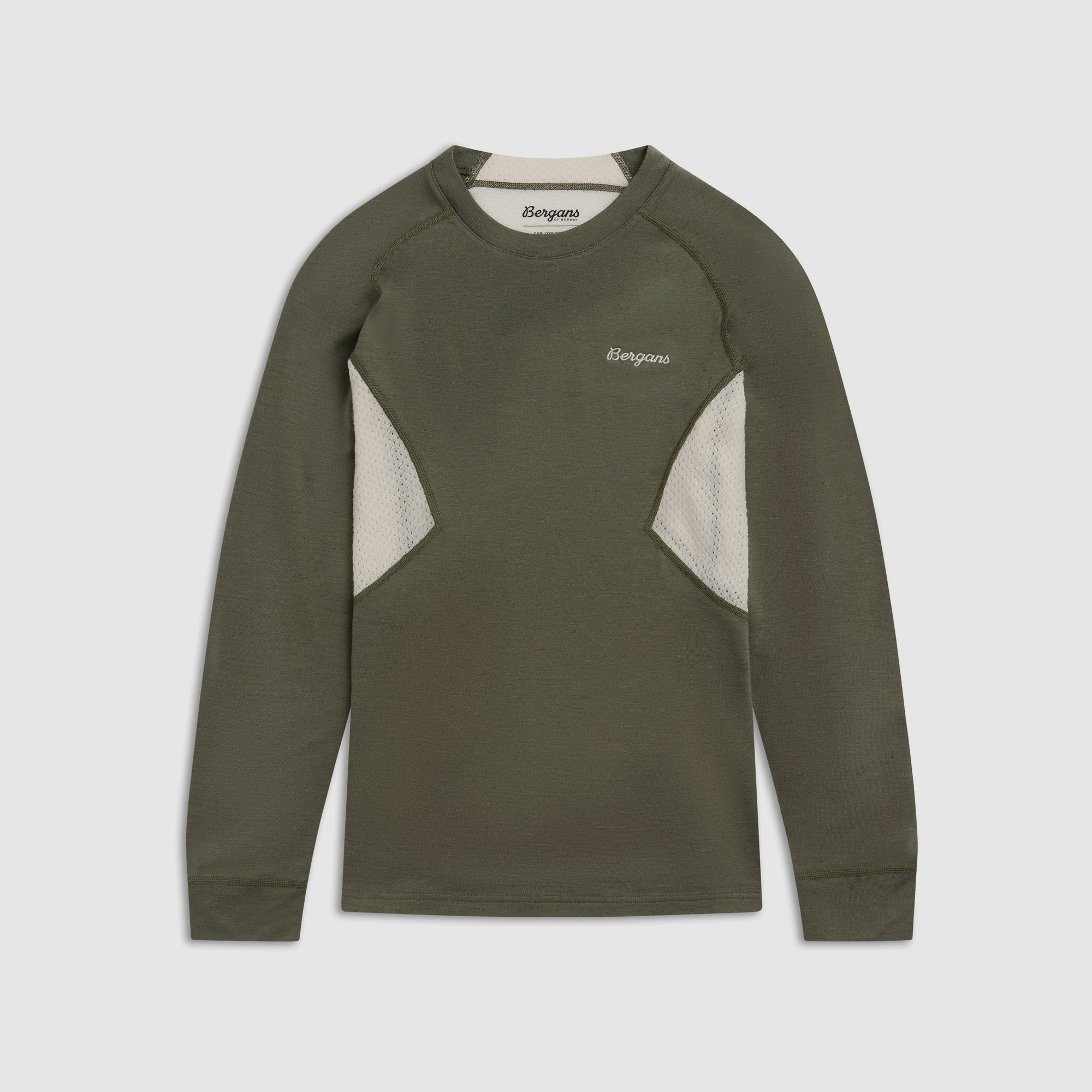 Bergans Inner:Pure Merino L/S Thermoshirt Women Green Mud/Cream M