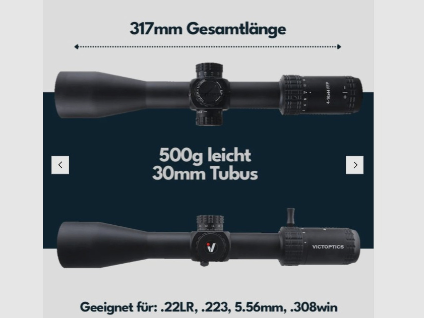 Victoptics OPFF-01 S4 Zielfernrohr 4-16x44 FFP - für 21mm Picatinny/Weaver