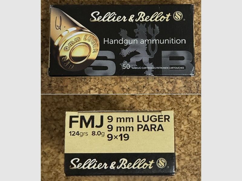 14 Pakete S+B Sellier & Bellot 9mm Luger FMJ 124grs. 8,0g