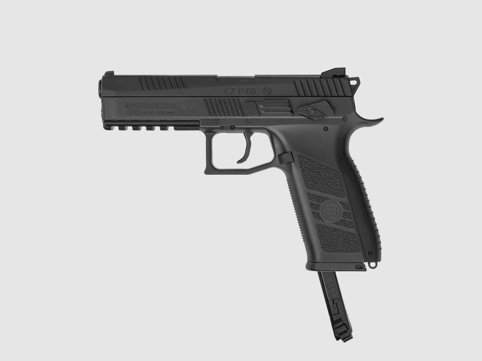 Kompettset CZ P-09 Duty 4,5 mm Diabolo/Stahl BB Co2-Pistole Blow Back (P18) + 10 Co2-Kapseln Umarex + 1500 Stahl-BB's Umarex