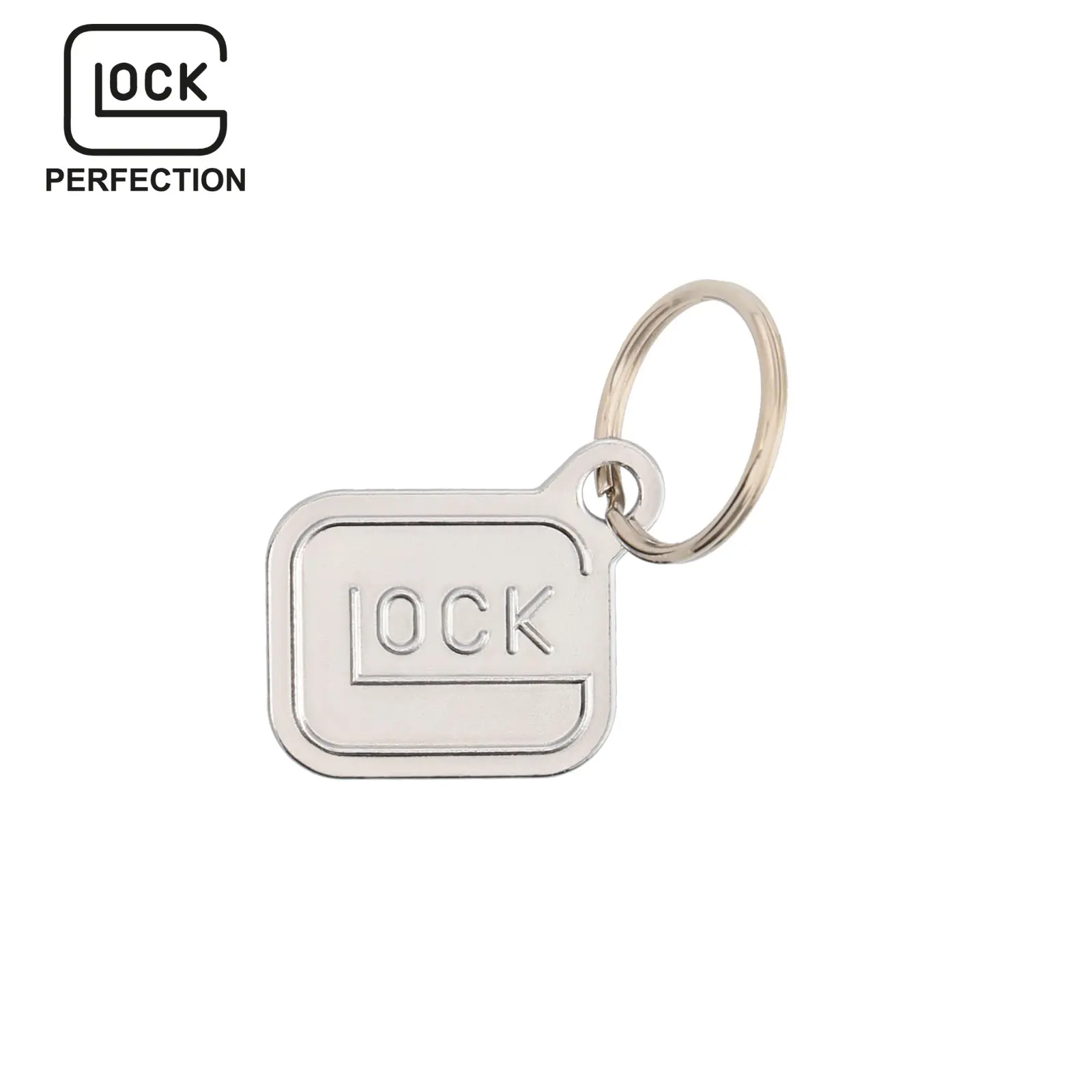 Glock keychain "Logo" - chrome-plated metal - silver - approx. 2.8 × 2.4 cm