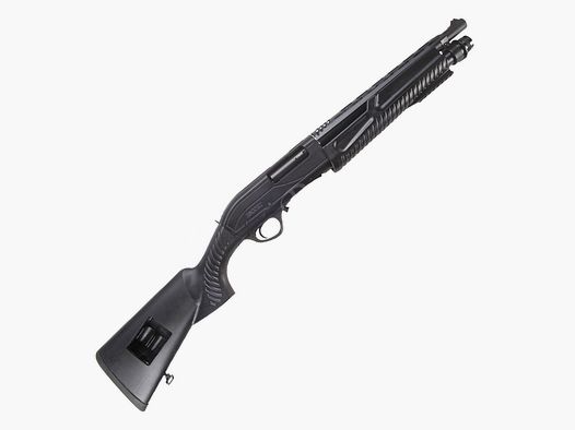 Dettagli HATSAN ESCORT DEFENDER Calibro 12 e 76 mm di camera. Strozzatura fissa canna slug cilindrica 14″ (36 cm). Capacità caricatore: 5 1.