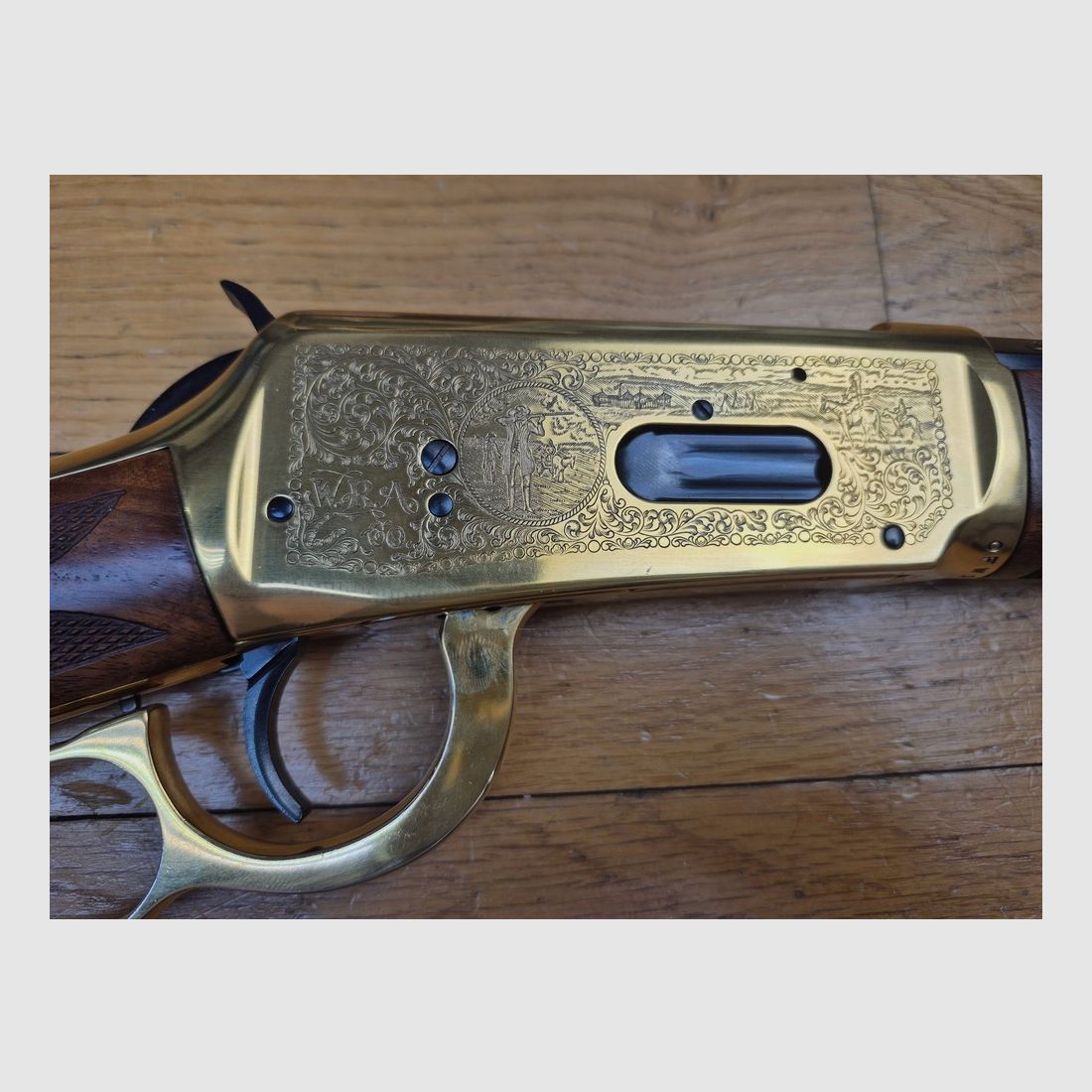 Winchester herdenkings « Oliver F. Winchester » 1894 – 19.999 ex. – Prachtige ruitpatronen – 38-55Win – Nooit geschoten – Staat TBE+++, afbeelding 6 van 35