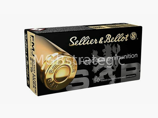 Sellier & Bellot 9 mm Luger Pełnopłaszczowy 8,0g/124grs. 100x 50 sztuk - brak wysyłki, tylko odbiór!