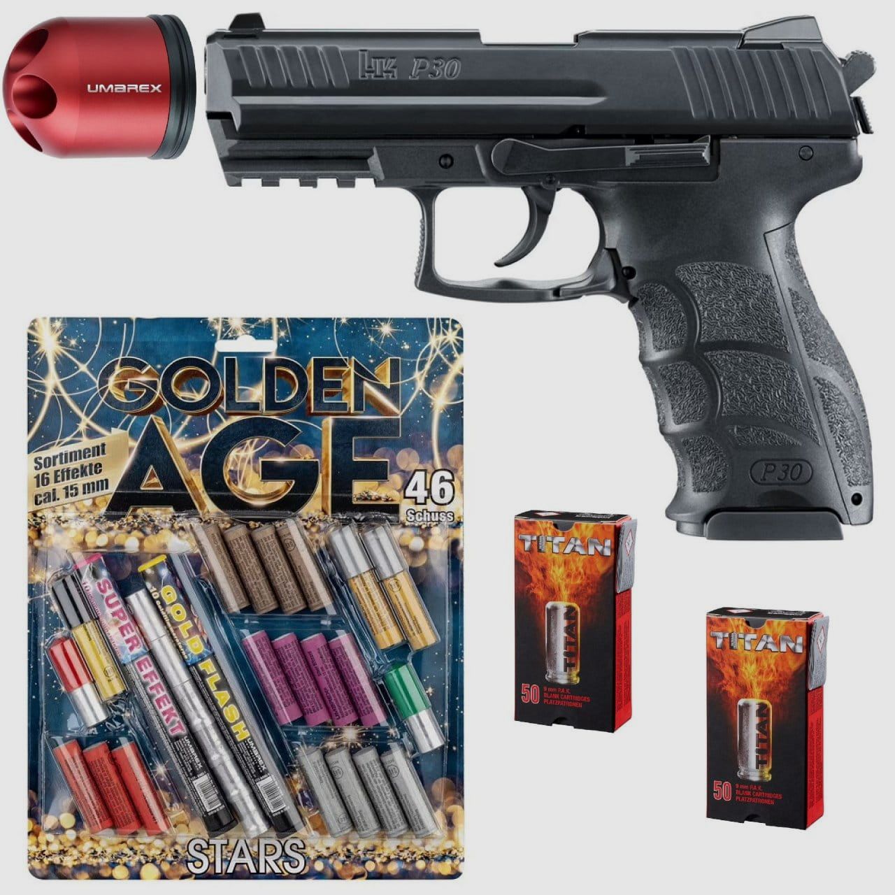 Pacchetto fuochi d'artificio di Capodanno Heckler & Koch P30 Pistola a salve