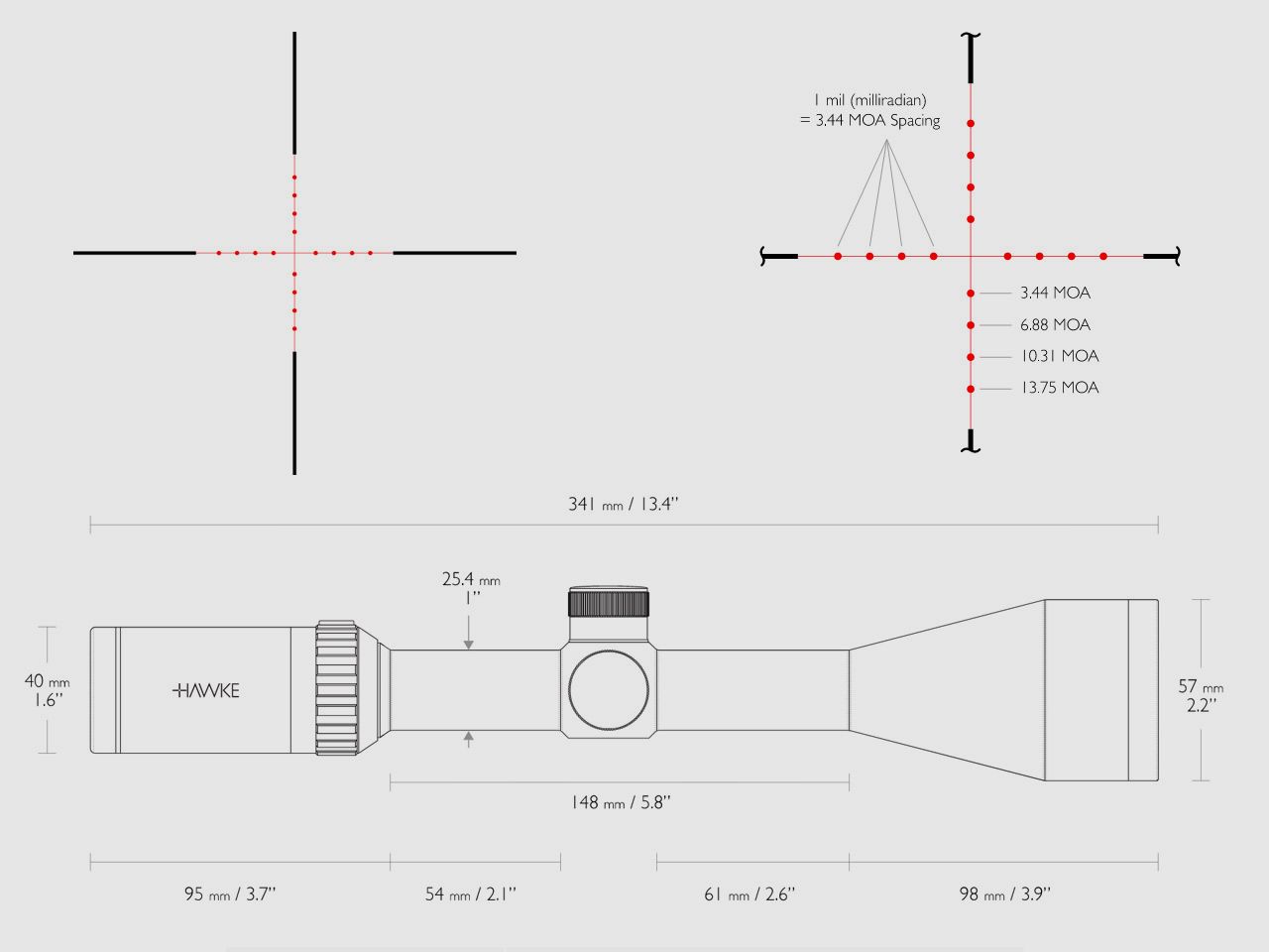 Zielfernrohr Hawke Vantage IR 4-12x50 Mil Dot Absehen 1 Zoll Tubus Schnellfokus