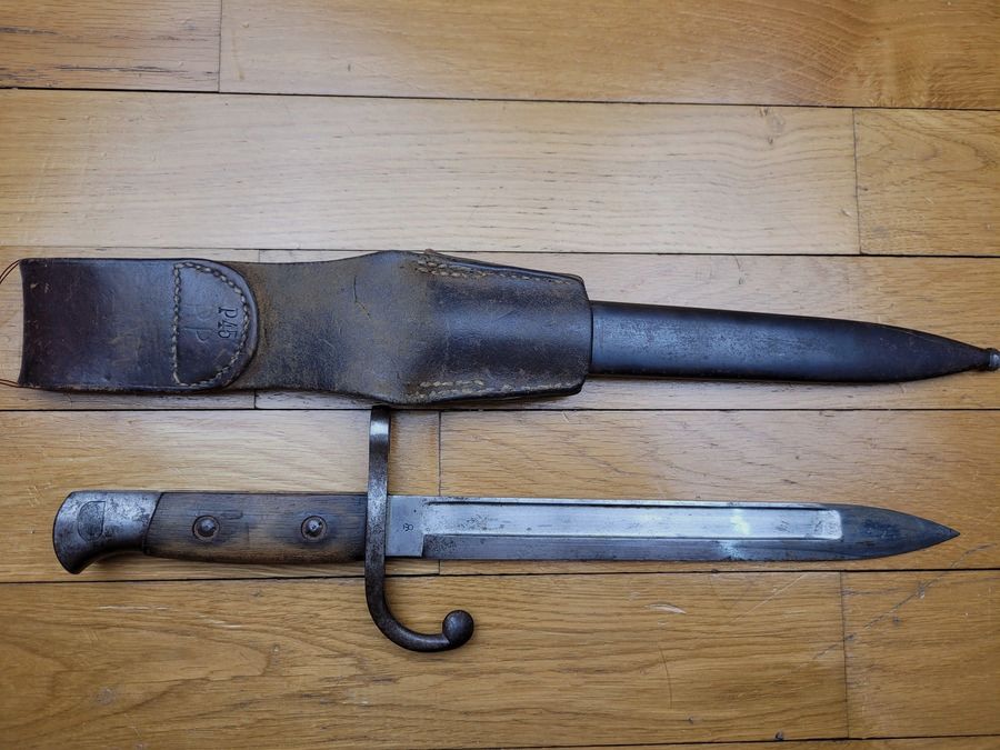 Seltene belgische Bajonett, genannt „Jeannette“ – Mauser 1889 – Mit Nummer – Mit Scheide – TBE, Bild 7 von 13
