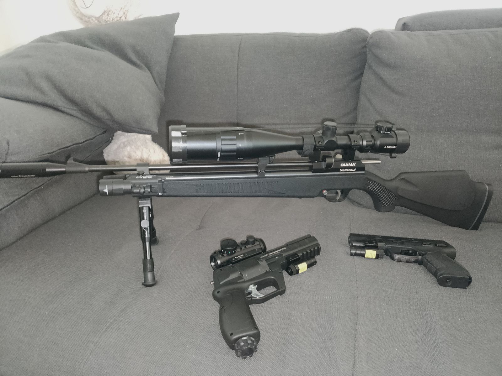 Komplettes Waffenset , Luftgewehr, Paintball Waffen mit Kompressor,BB- Gewehr