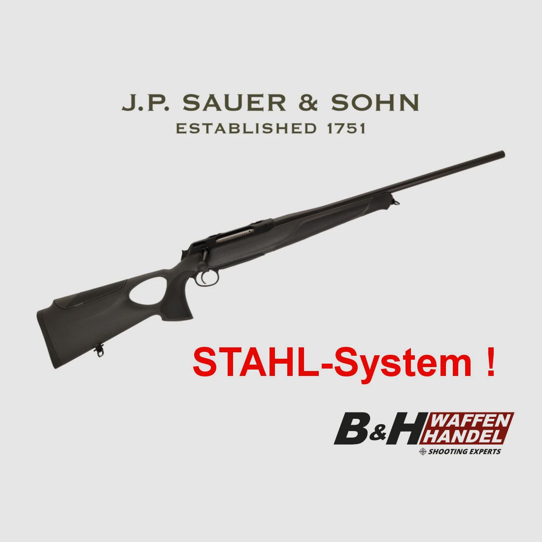  Sauer	 404 Synchro XT / Stahl Gehäuse / Lochschaft / Handspannung / Schalldämpfergewinde / S404 Jagd Repetierer (vgl. 505)