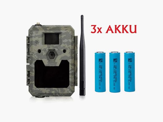 ICU CLOM Cam 5 Funk Wildkamera 4G LTE im Bundle mit 3x Akku 18650