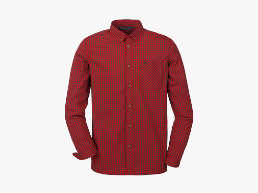 Blaser Serge - Stretch Hemd - Braun / Rot Kariert