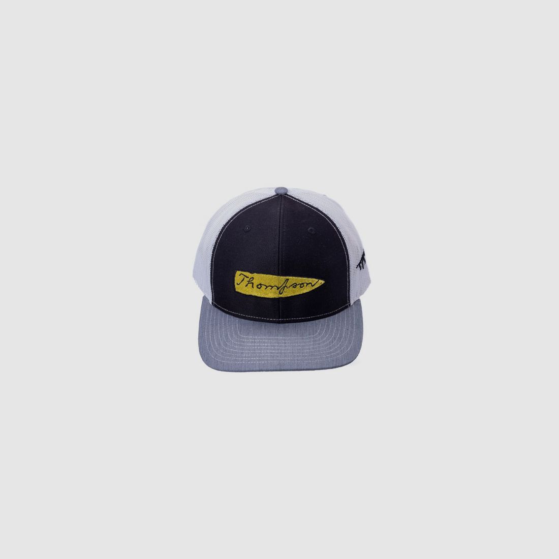 Cappello nero/bianco con logo Thompson giallo