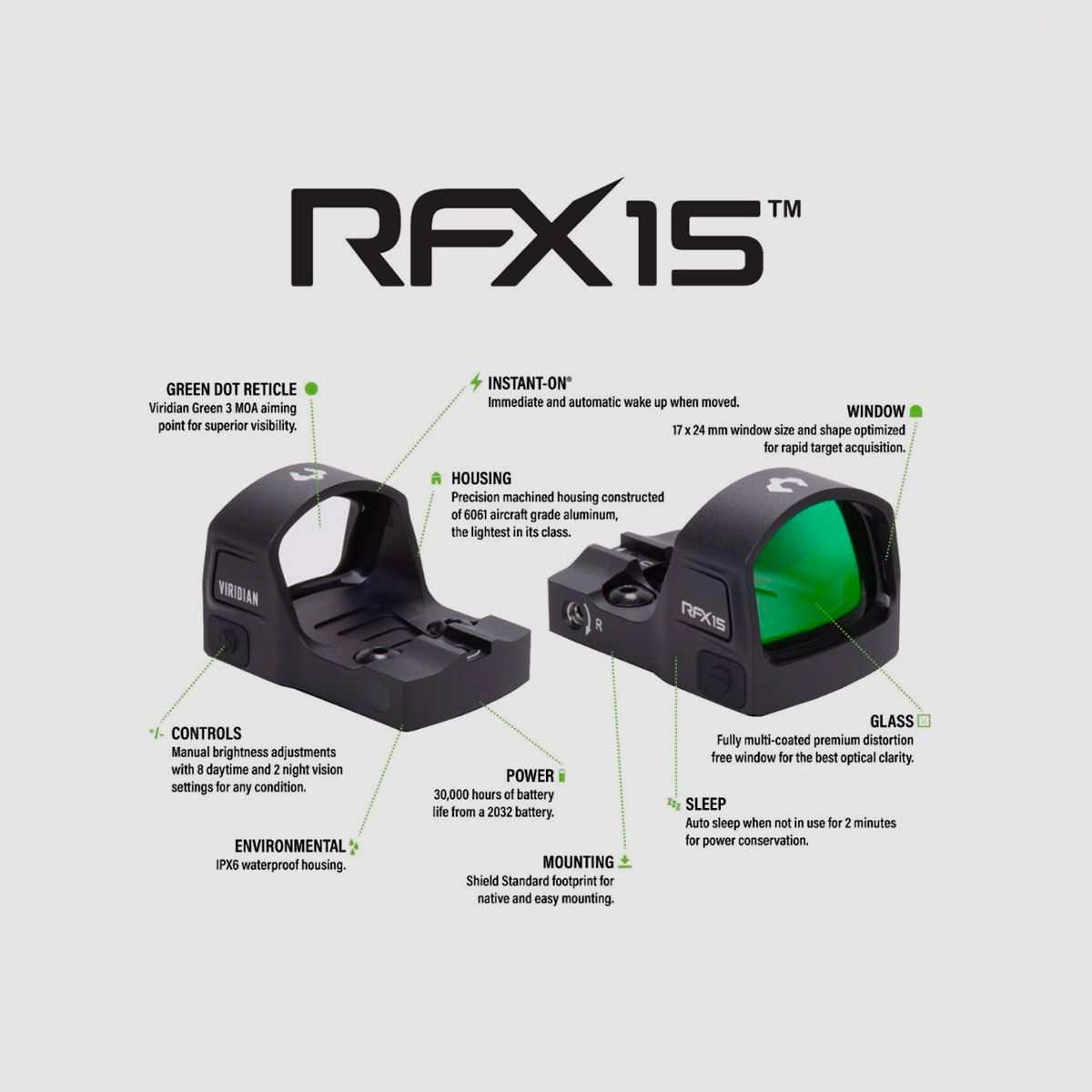 CZERWONY KROPKA – OPTYKA VIRIDIAN – RFX15 CUSTOM ZIELNIK ZIELONY KROPKA | Odcisk Shield | 3 MOA, zdjęcie 8 z 14