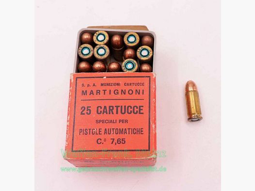 Martignoni Genova Molassana Pistol Ammunition 7.65mm Browning/.32ACP
